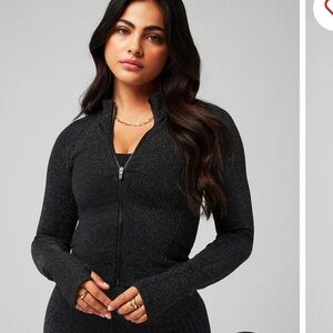 Fabletics khloe black shimmer zip up jacket